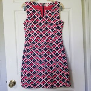 GAP Marcy Dobby Geometric Pink Blue Dress